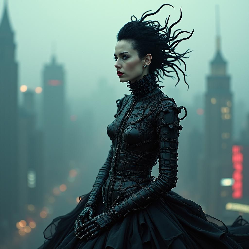 Bjork as Cyberpunk Cyborg Queen in Haute Couture