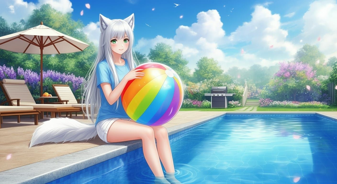 Wolfie at Dark Angel Nyx’s pool party