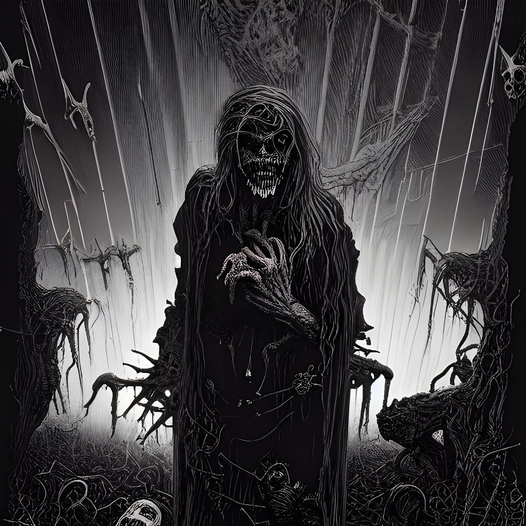 Unsettling Horror Art in Deep Colors