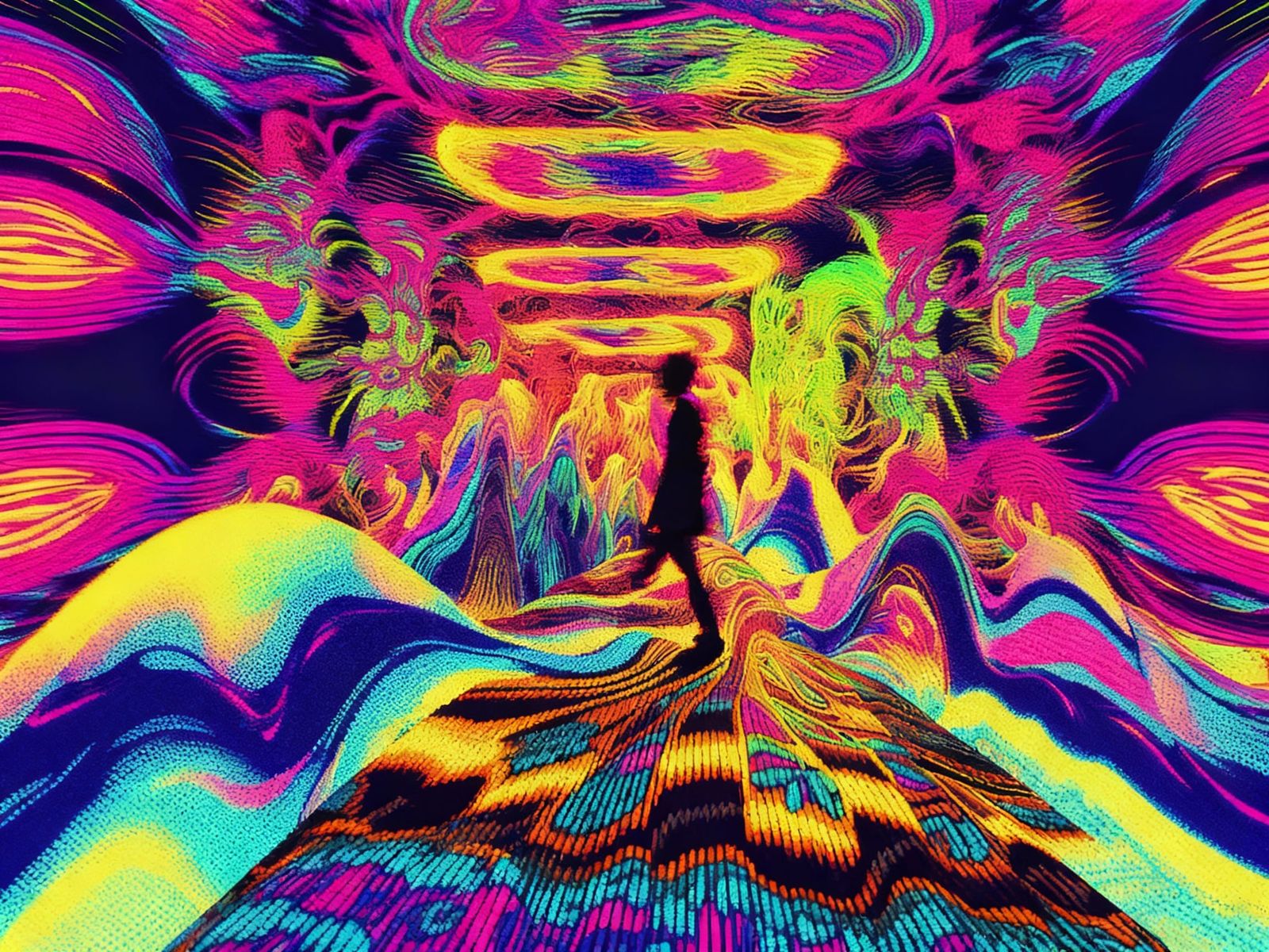 Abstract Stereogram of a Human Figure in Water