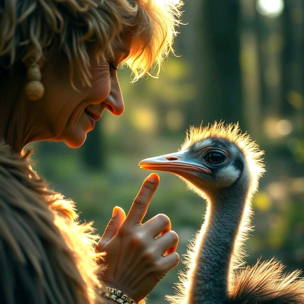 Adorable Emu and Grandmother Share Loving Greeting