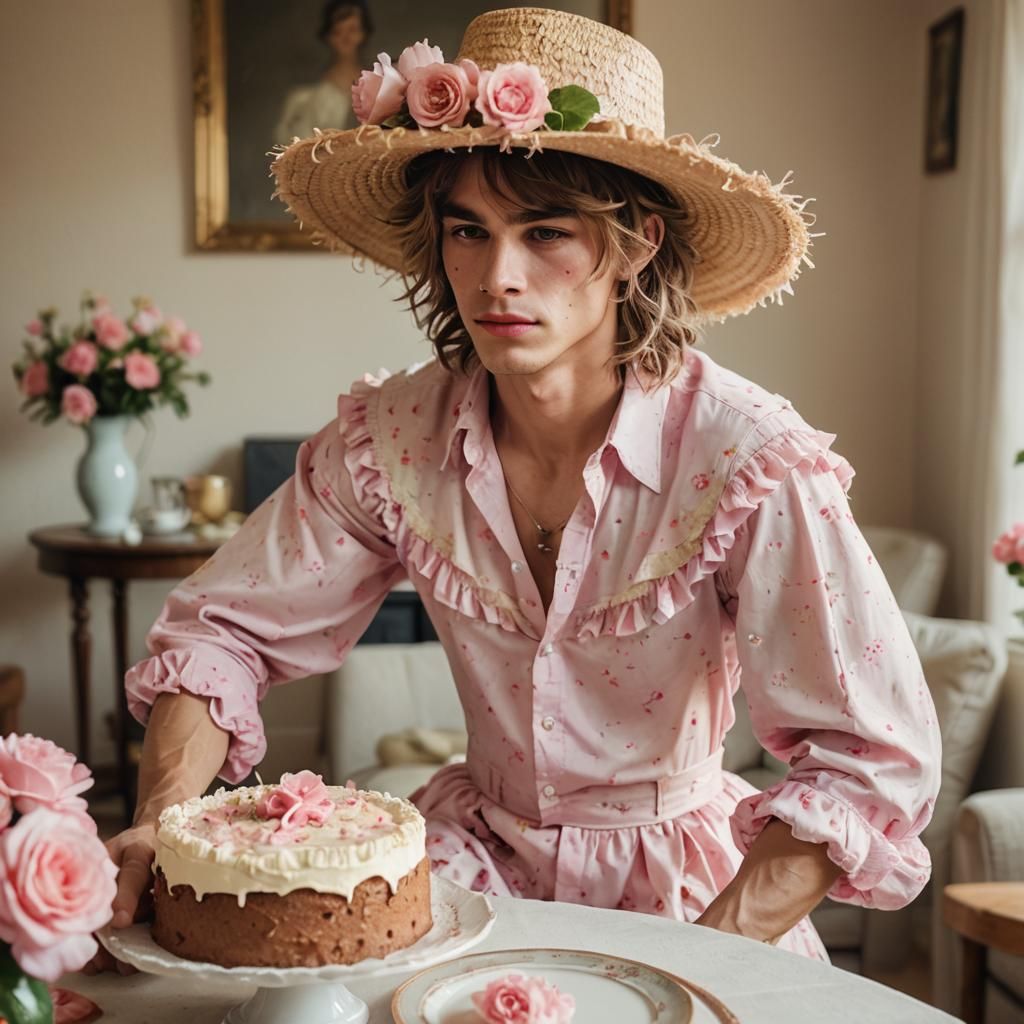 Crossdressing Teen Offers Cake, Fashion Photography