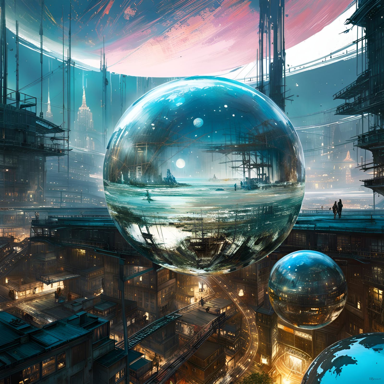 Glass Sphere Planet in Space Vista
