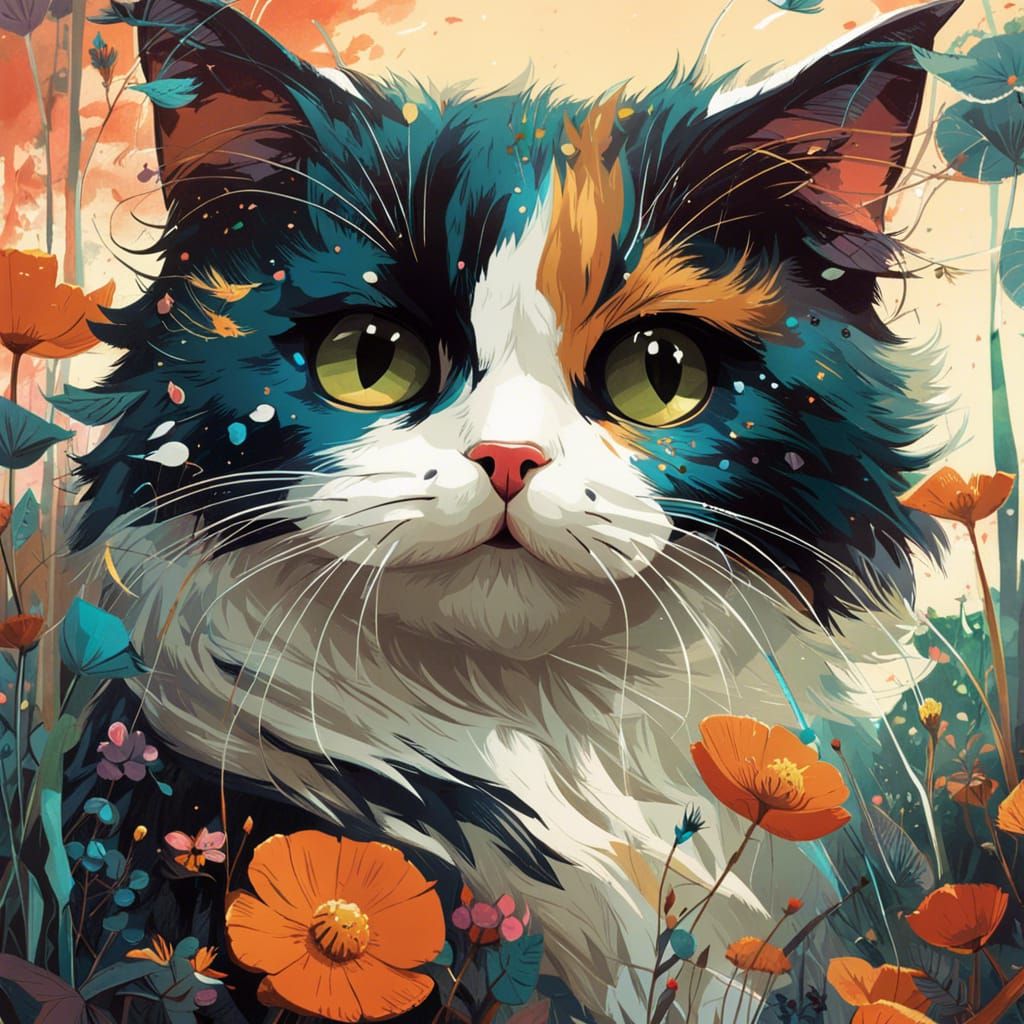 Cute Farm Cat in Hyperdetailed Digital Art