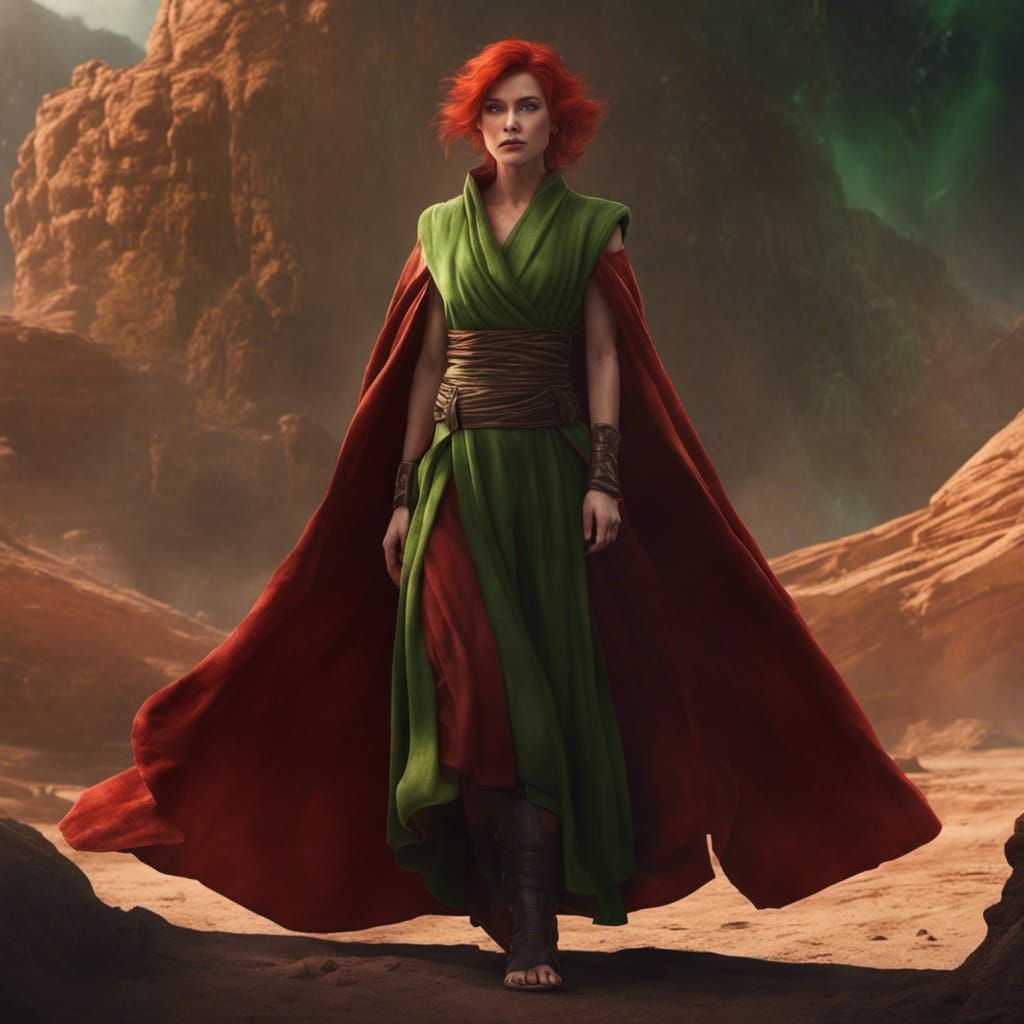 Red-Haired Woman in Jedi Robe: Fantasy Concept Art