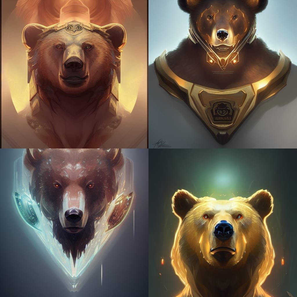 Detailed Bear League Logo in Hyperdetailed Splash Art
