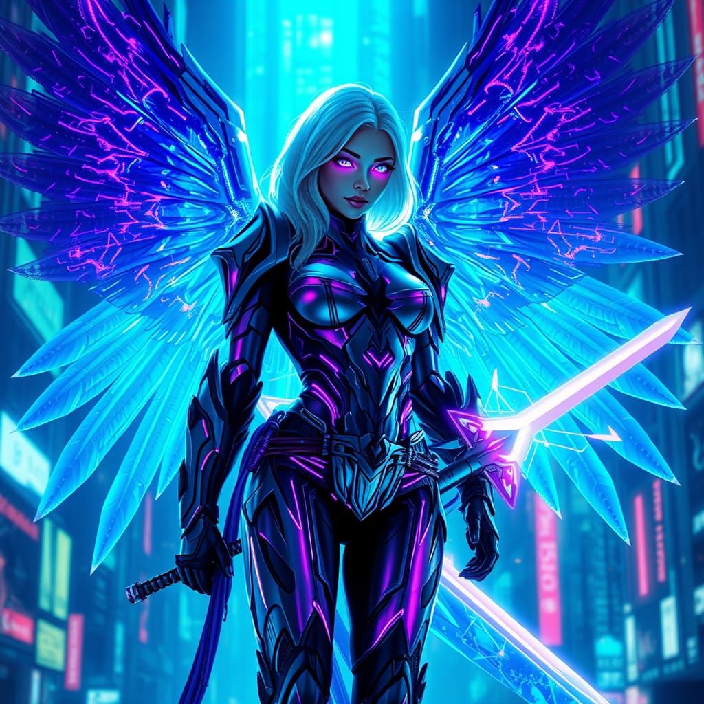 Cyber Valkyrie Guardian of Neon Dreams