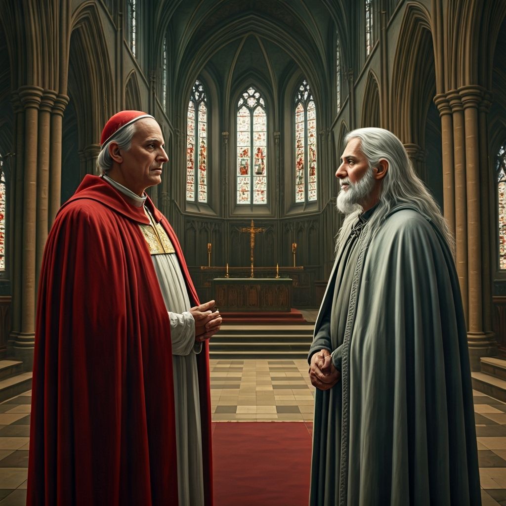 Merlin tells Archbishop Dubricius of Arthur's existence