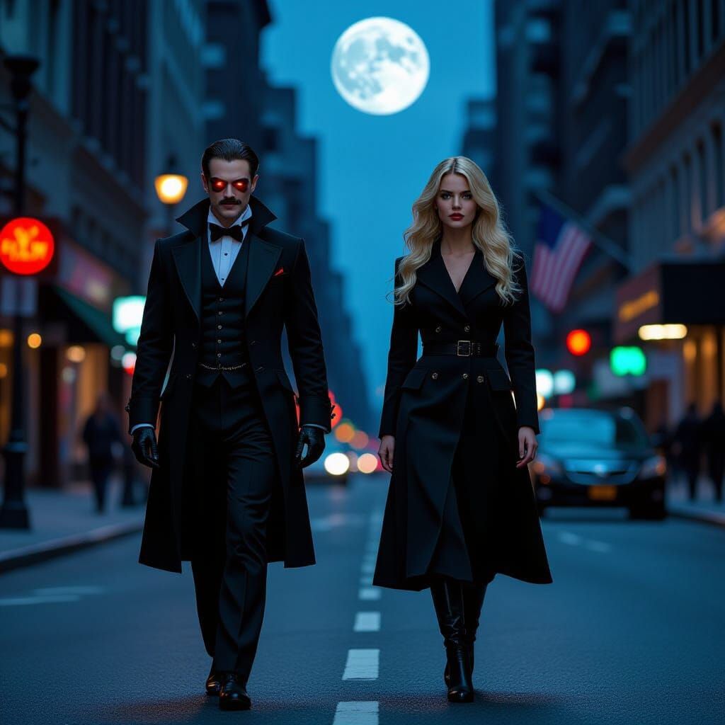 Woman Pursued by Vampire in Stormy New York City