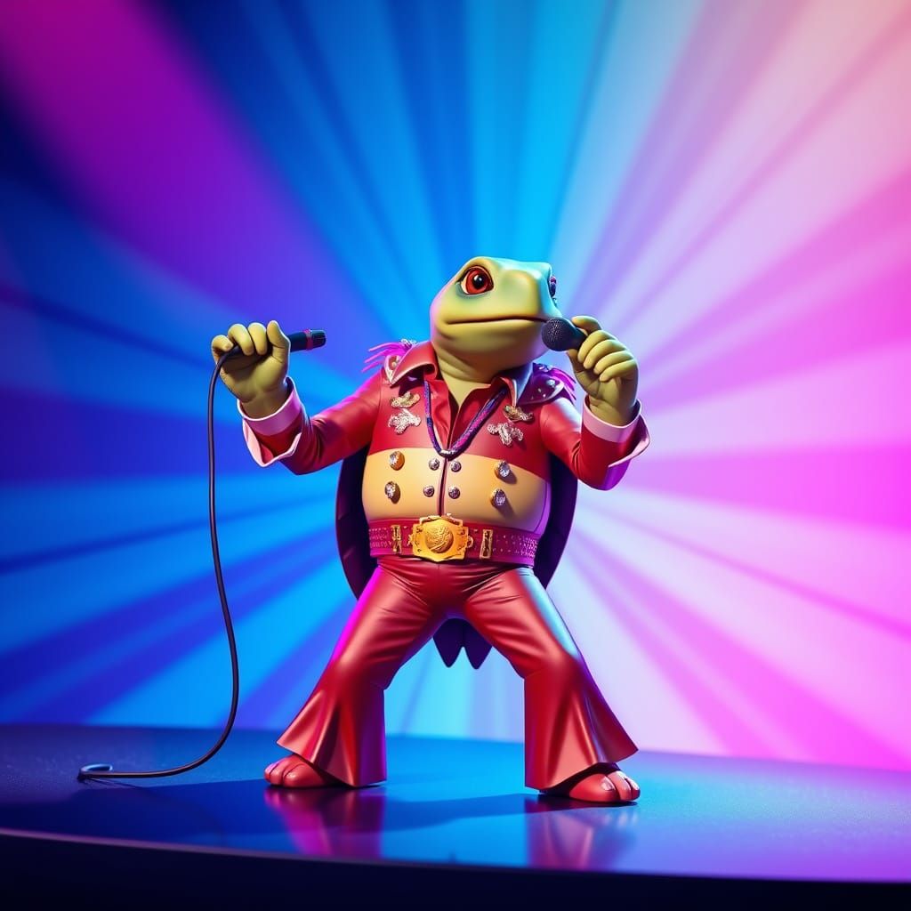 Elvis Presley Turtle Performs Live On Stage