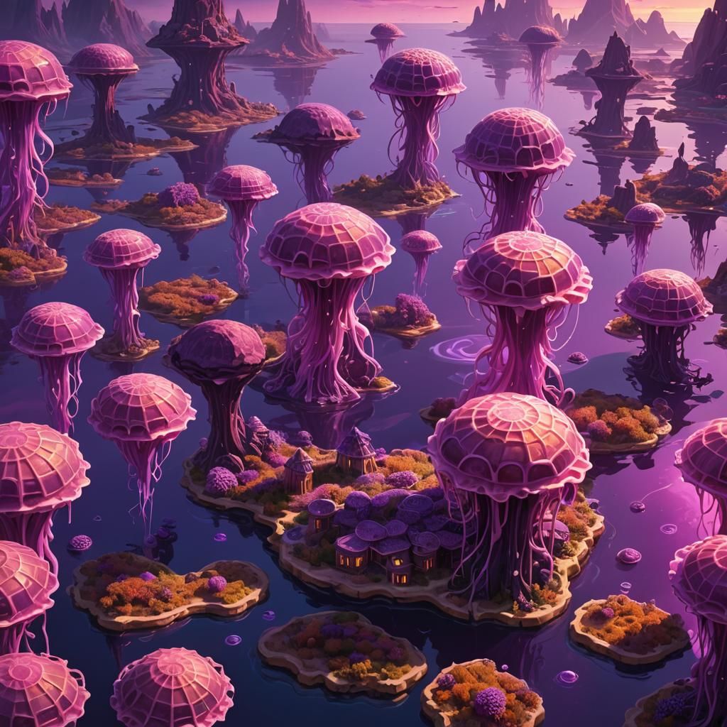 Purple Waffle Island in Jelly Ocean: Concept Art