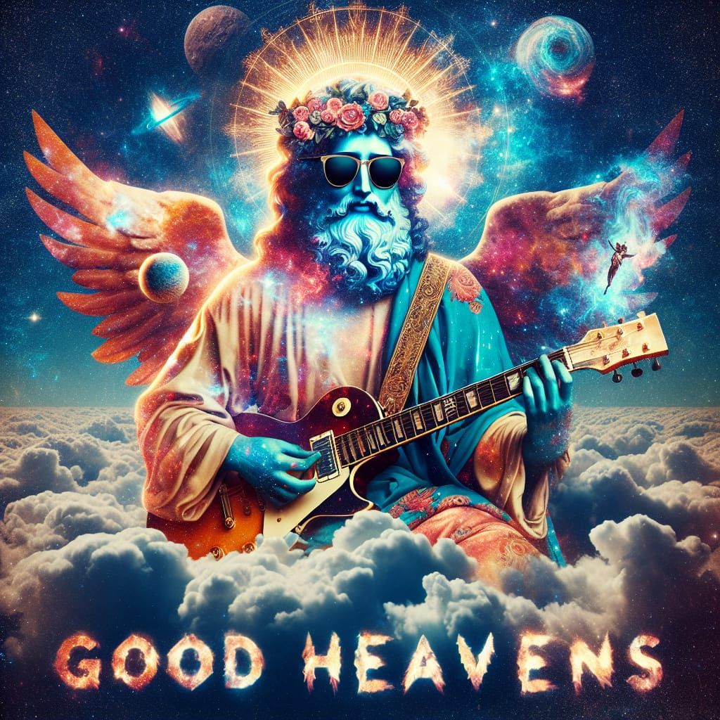 Celestial Guitarist in Double Exposure