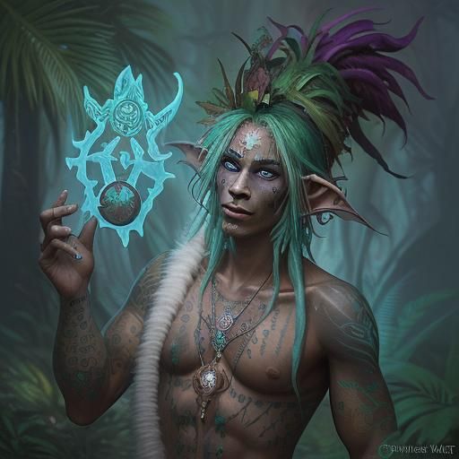 Tropical Elf Shaman with Mystic Runes