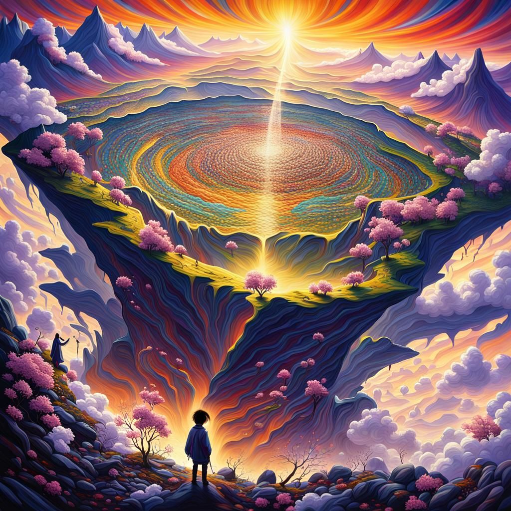 Ethereal Surrealism Landscape in Vibrant Oil Painting