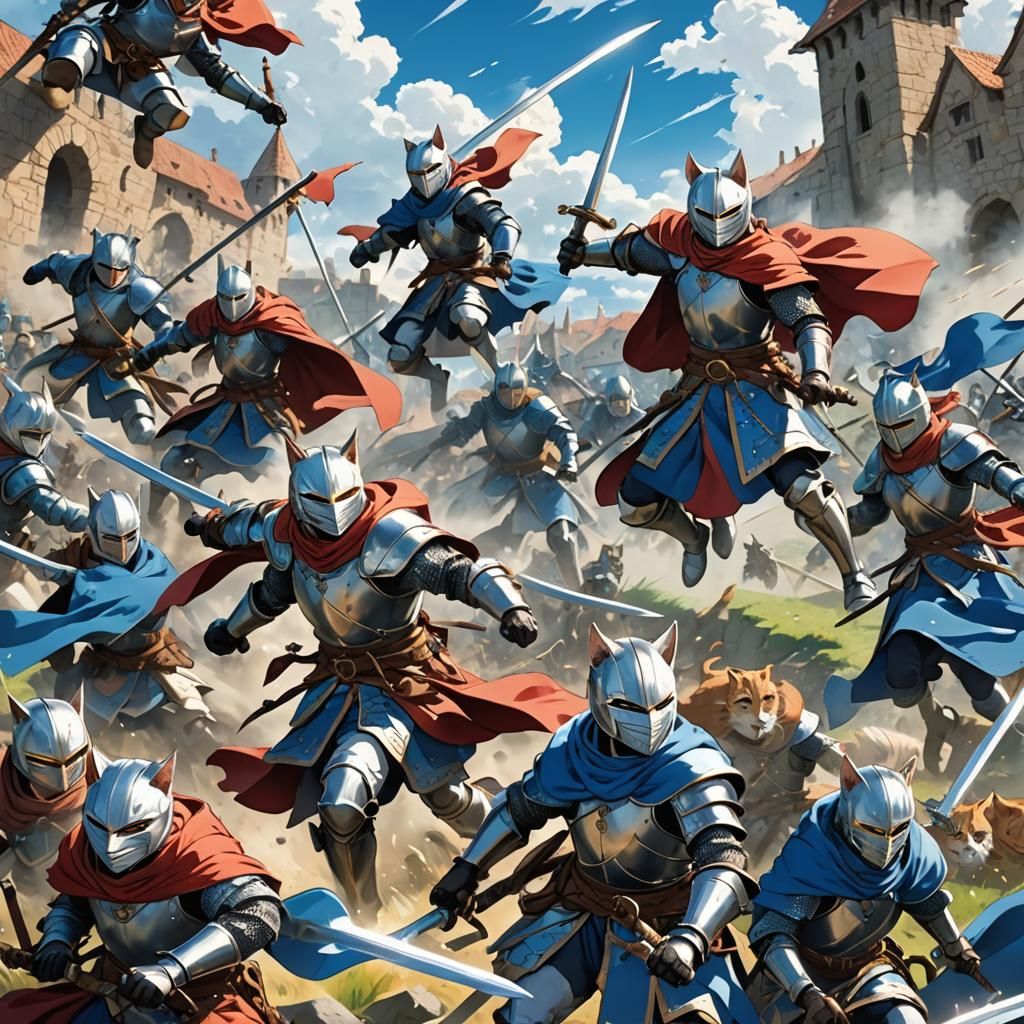 Cat Knights Charge: Anime Action in Manga Style