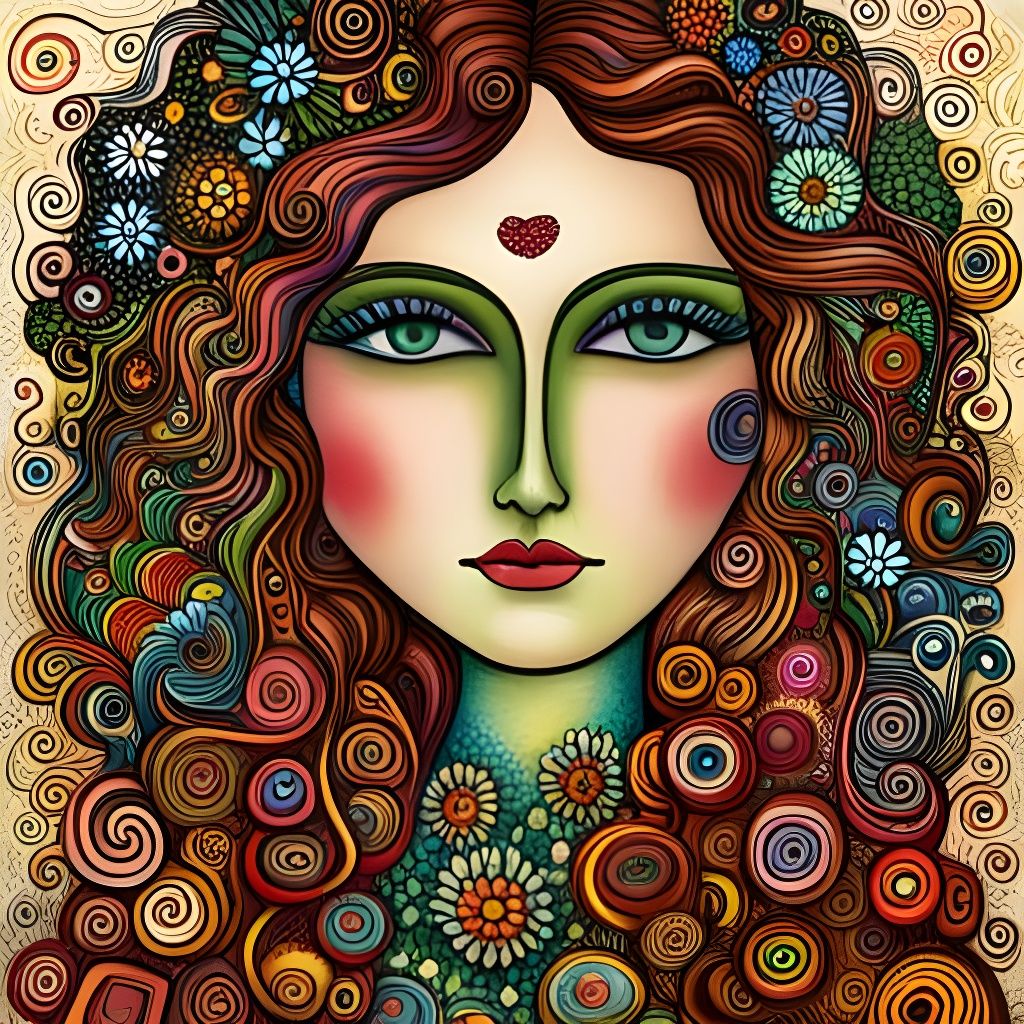 Gaia Mother Earth in Art Brut Style