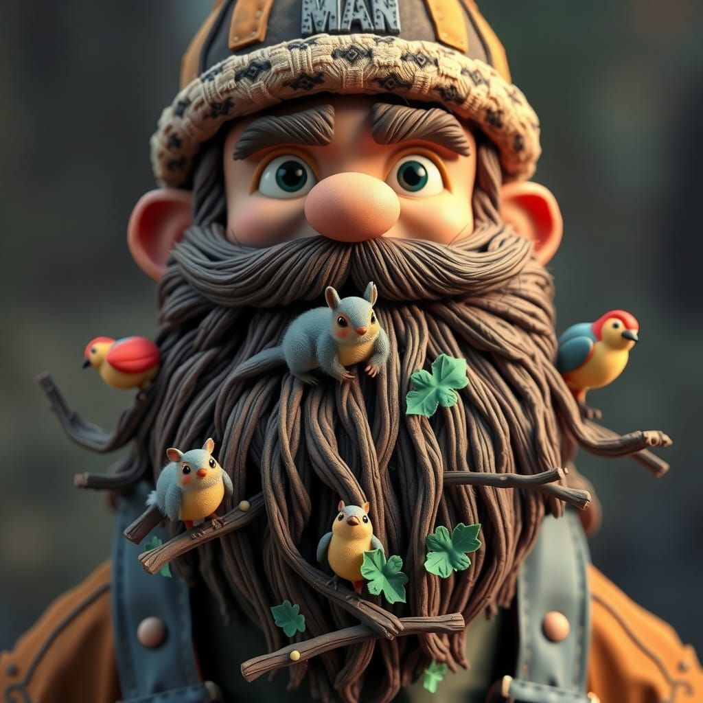 Humorous Lumberjack Portrait in Claymation Style