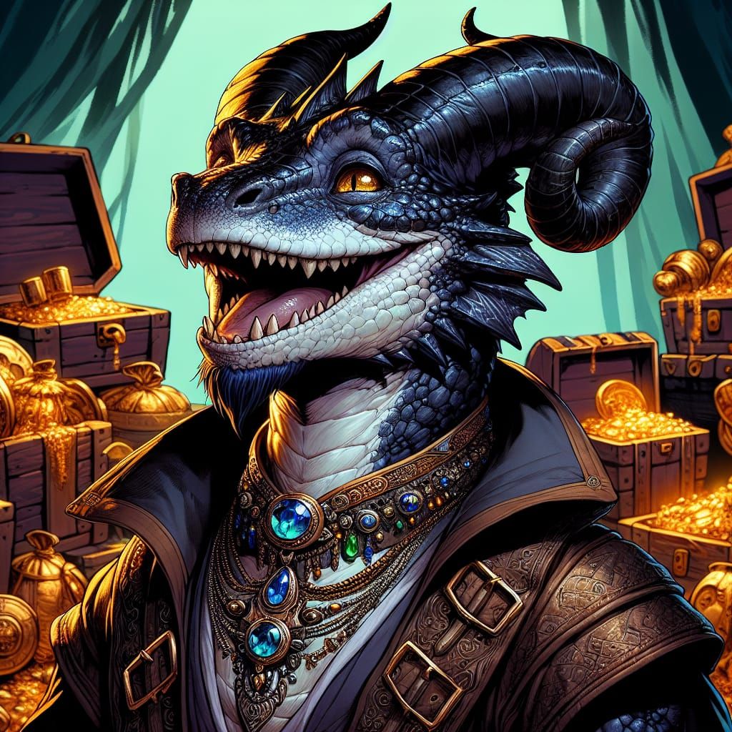 Anthropomorphic Lizard Man of Wealth and Grandeur