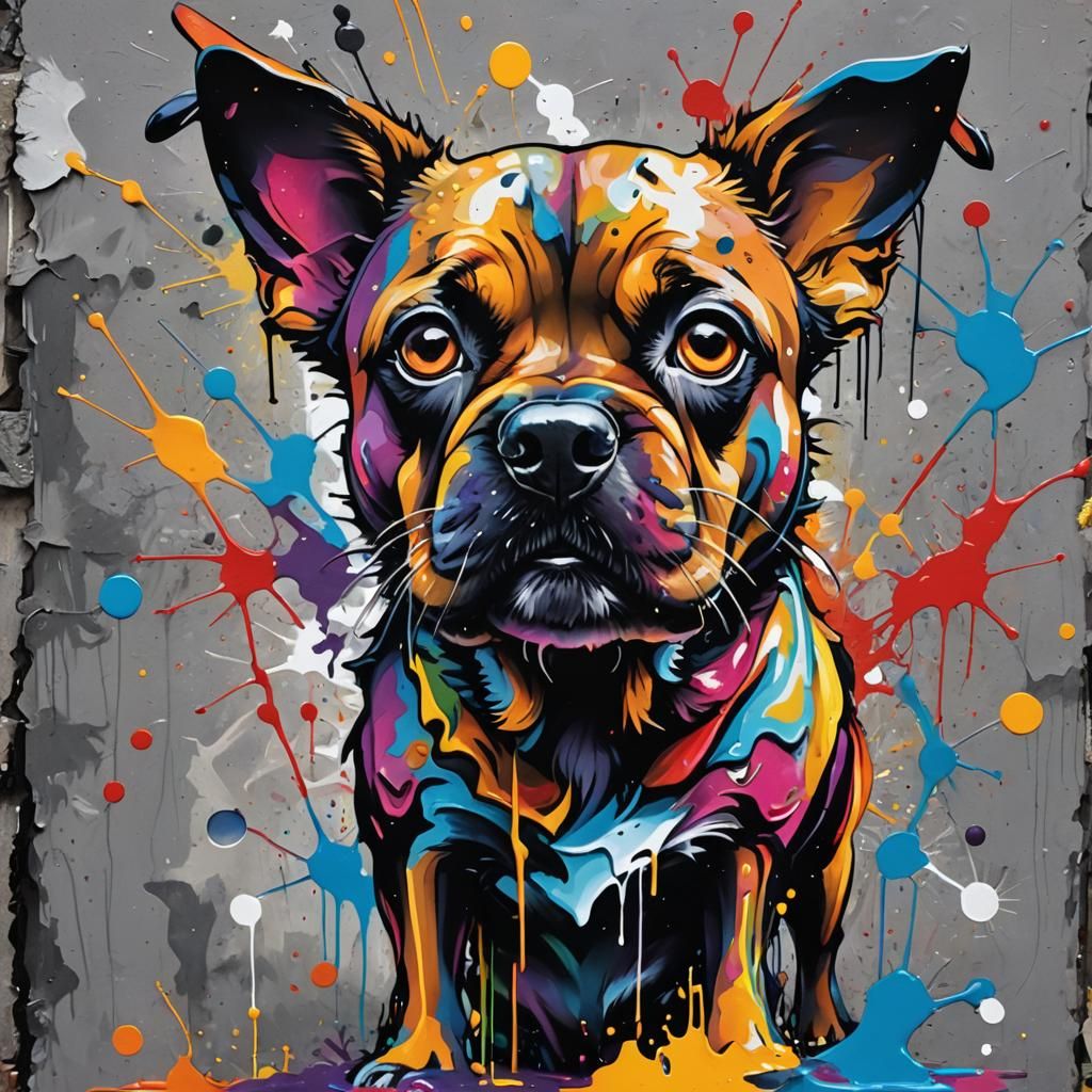 Abstract Graffiti Dog: Colorful Street Art Portrait