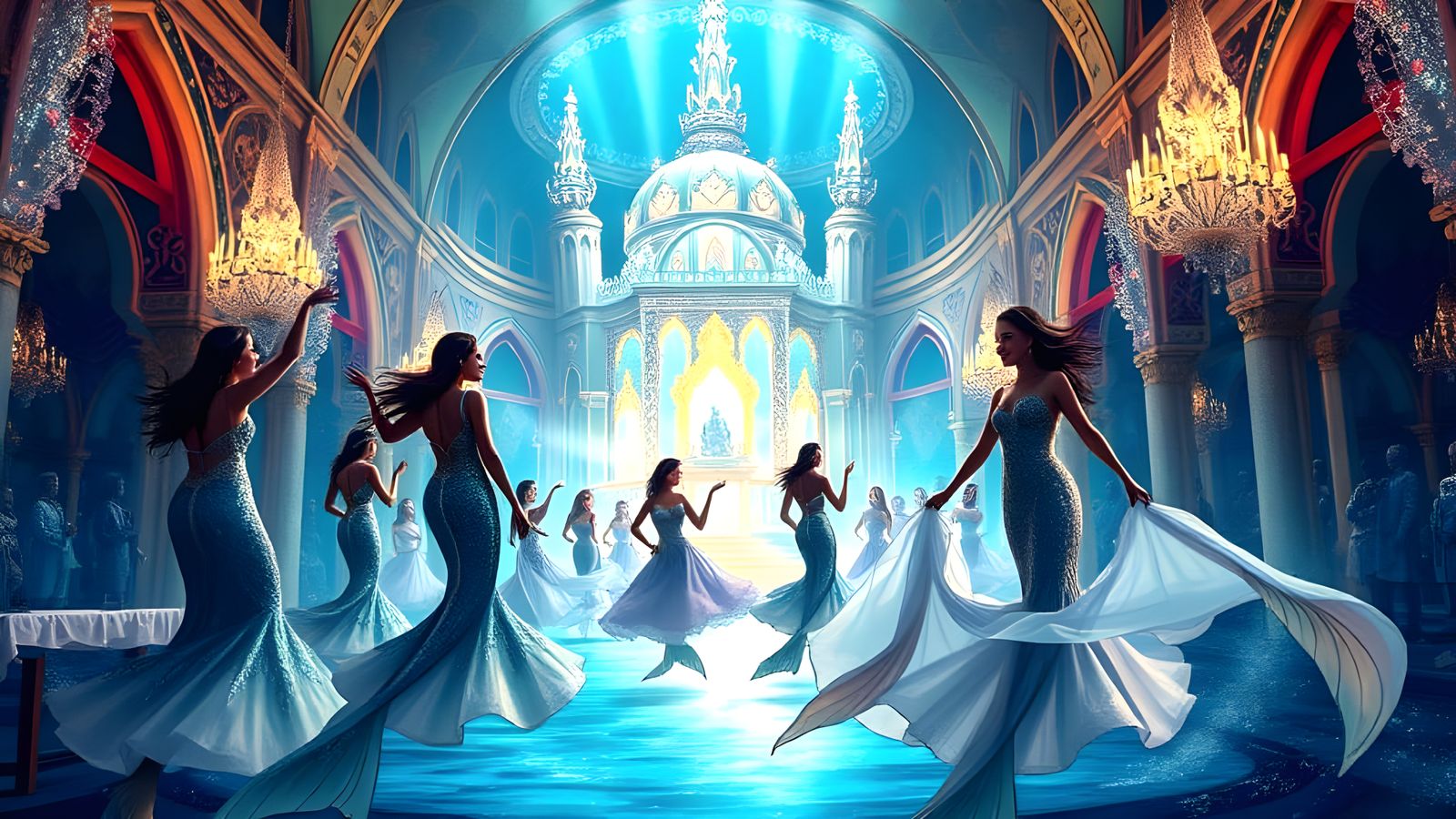 Underwater Palace Royal Ball in Vibrant Colors