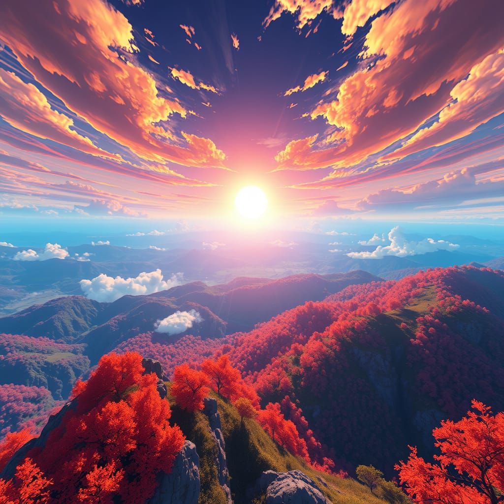 Breathtaking Anime-Inspired Sunrise Panorama