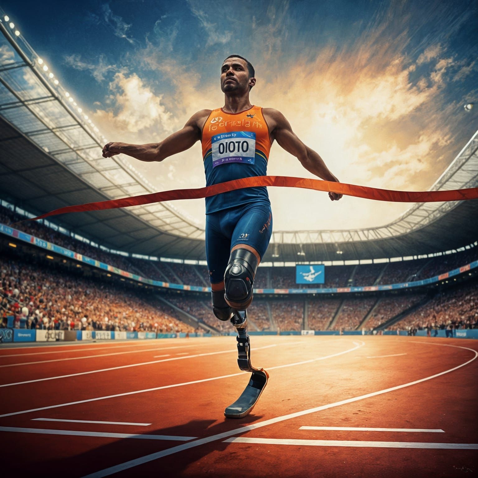 Paralympics Athlete in Oil Painting Style