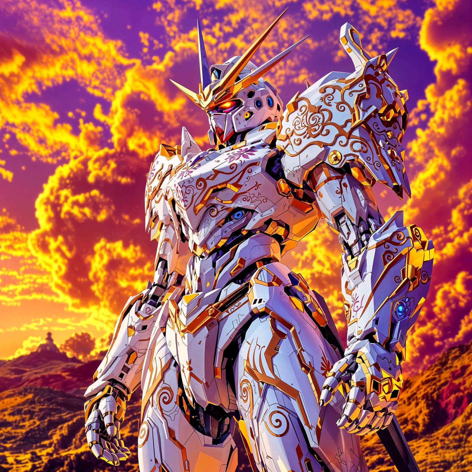 Afrofuturist Gundam Chocobo in Samurai Armor