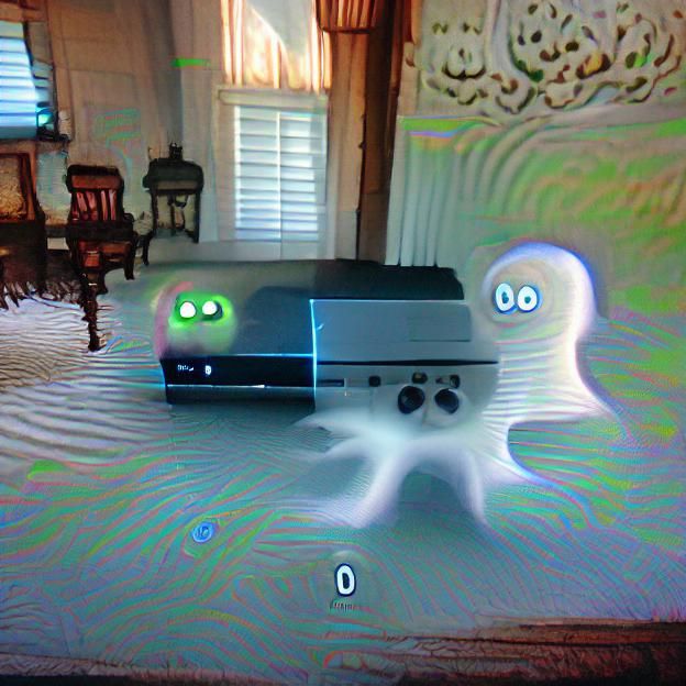 Eerie Haunted Video Game Console Illustration