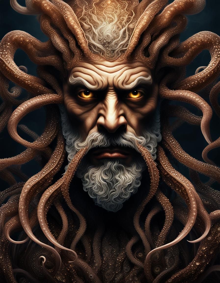 Alien with Tentacle Beard in Harcourt Style