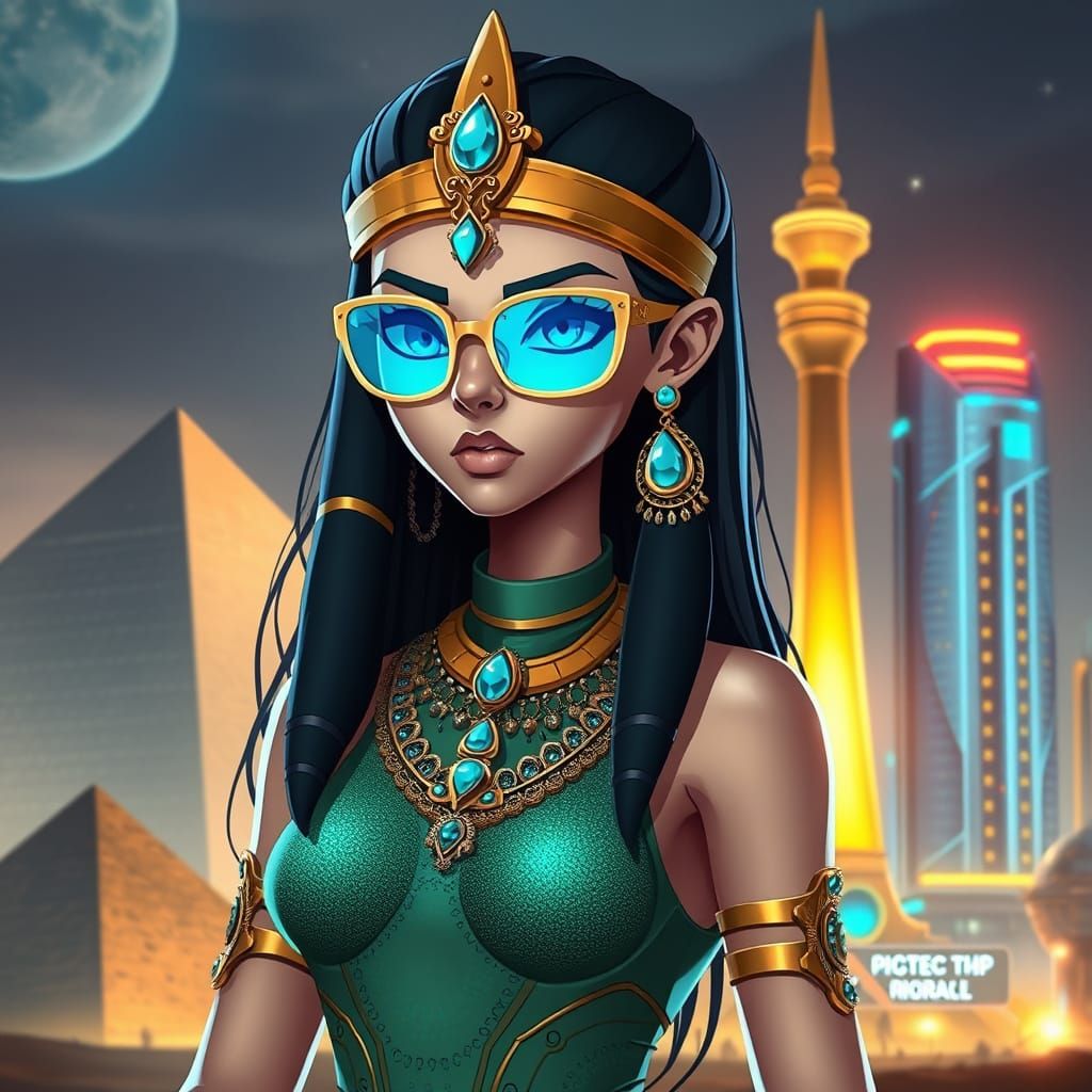 Egyptian Sci-Fi Queen in Futuristic Style