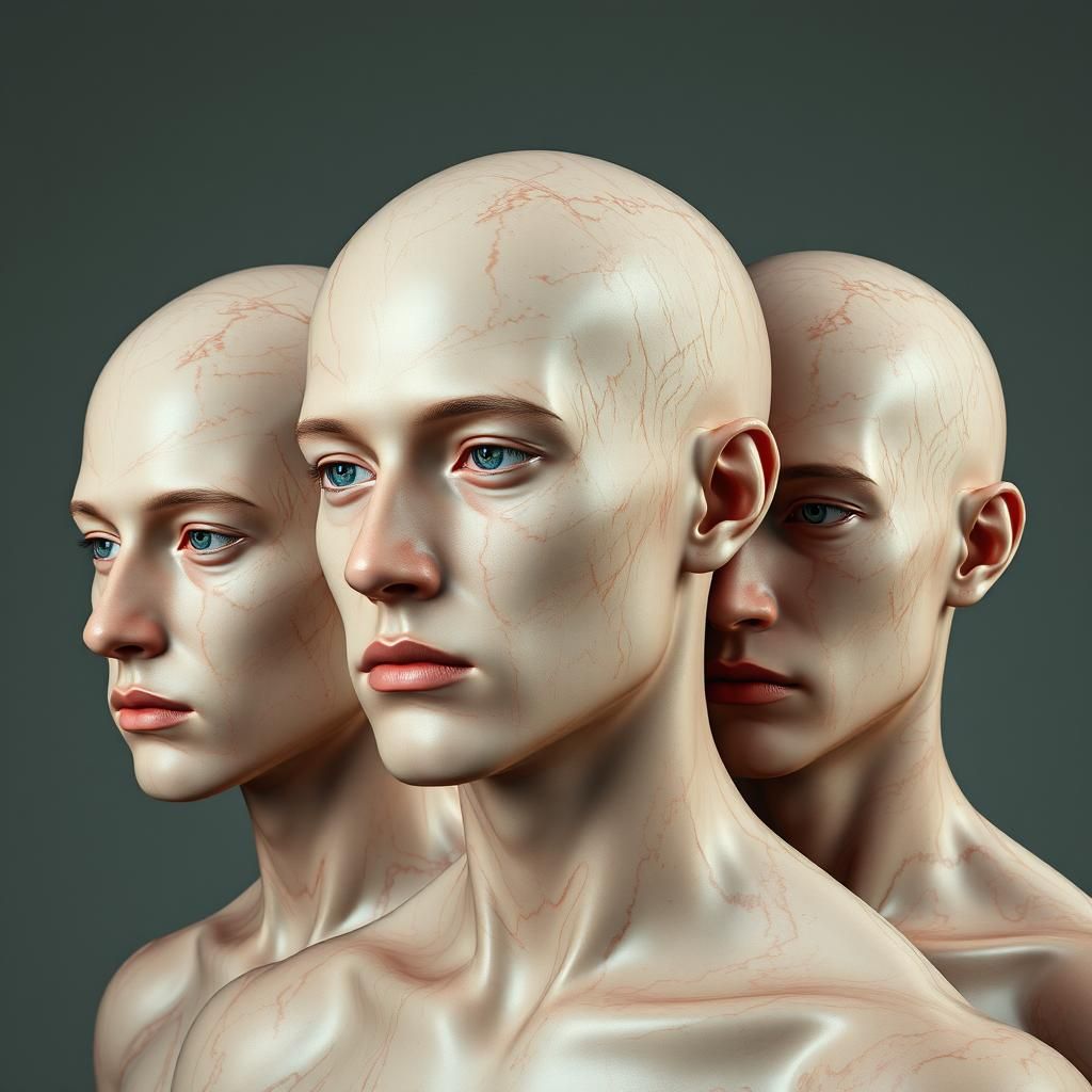Shiny Bald Heads in Slick Realism Style