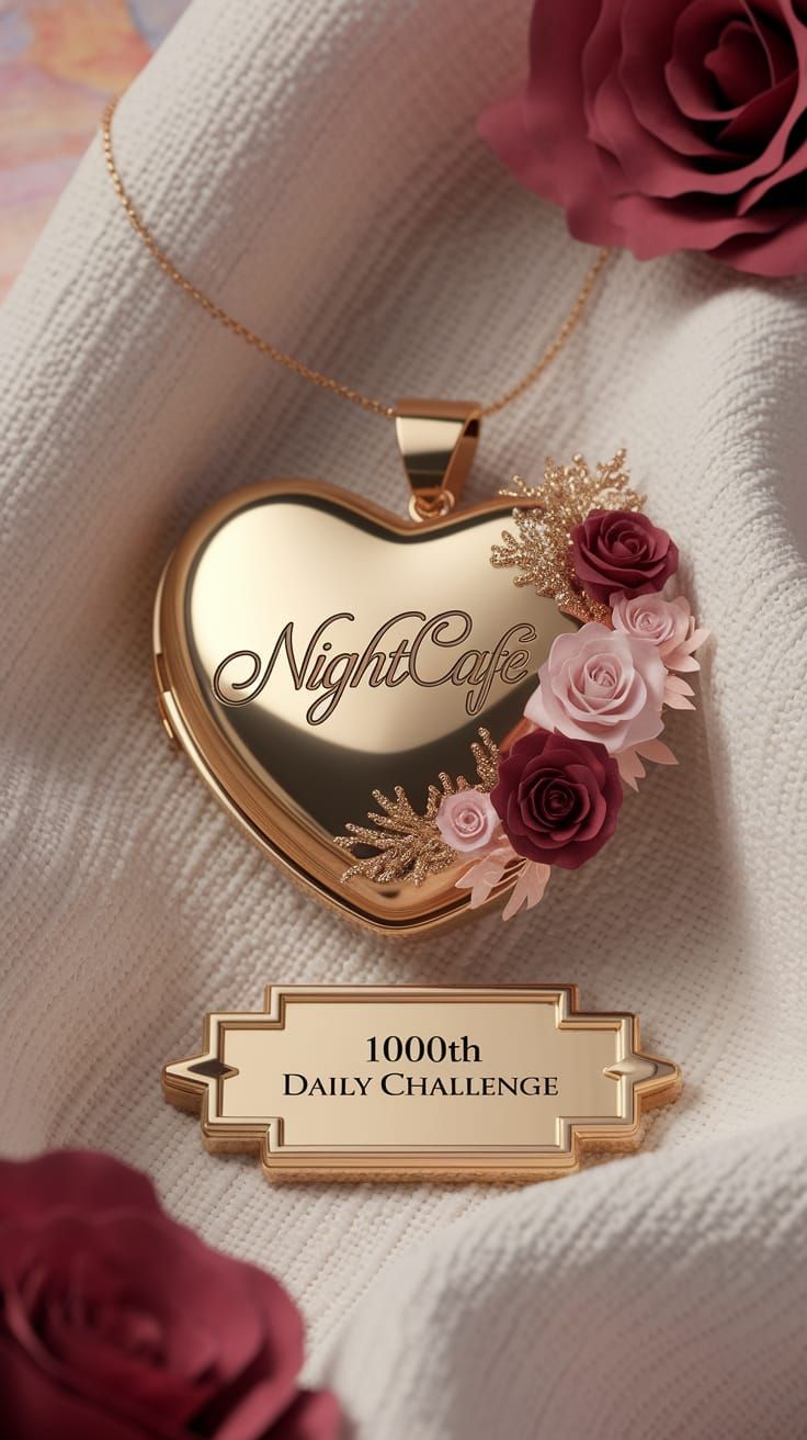 Golden Locket with Roses and Gold Filigree