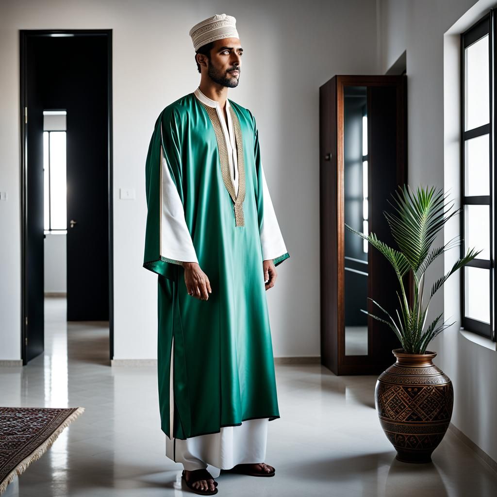 An Algerian man, dressed in a traditional djellaba.