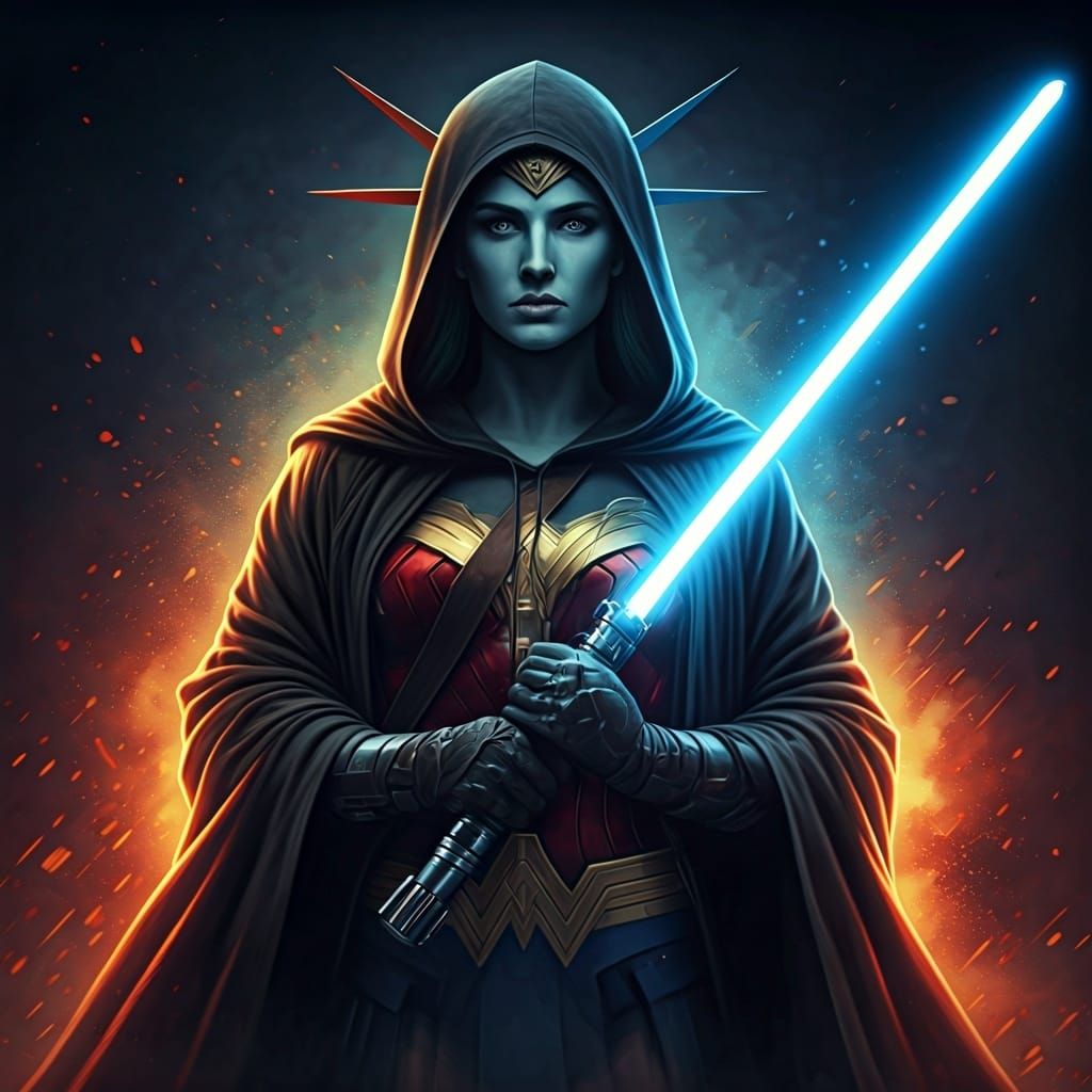 Statue of Liberty as Wonder Woman Jedi