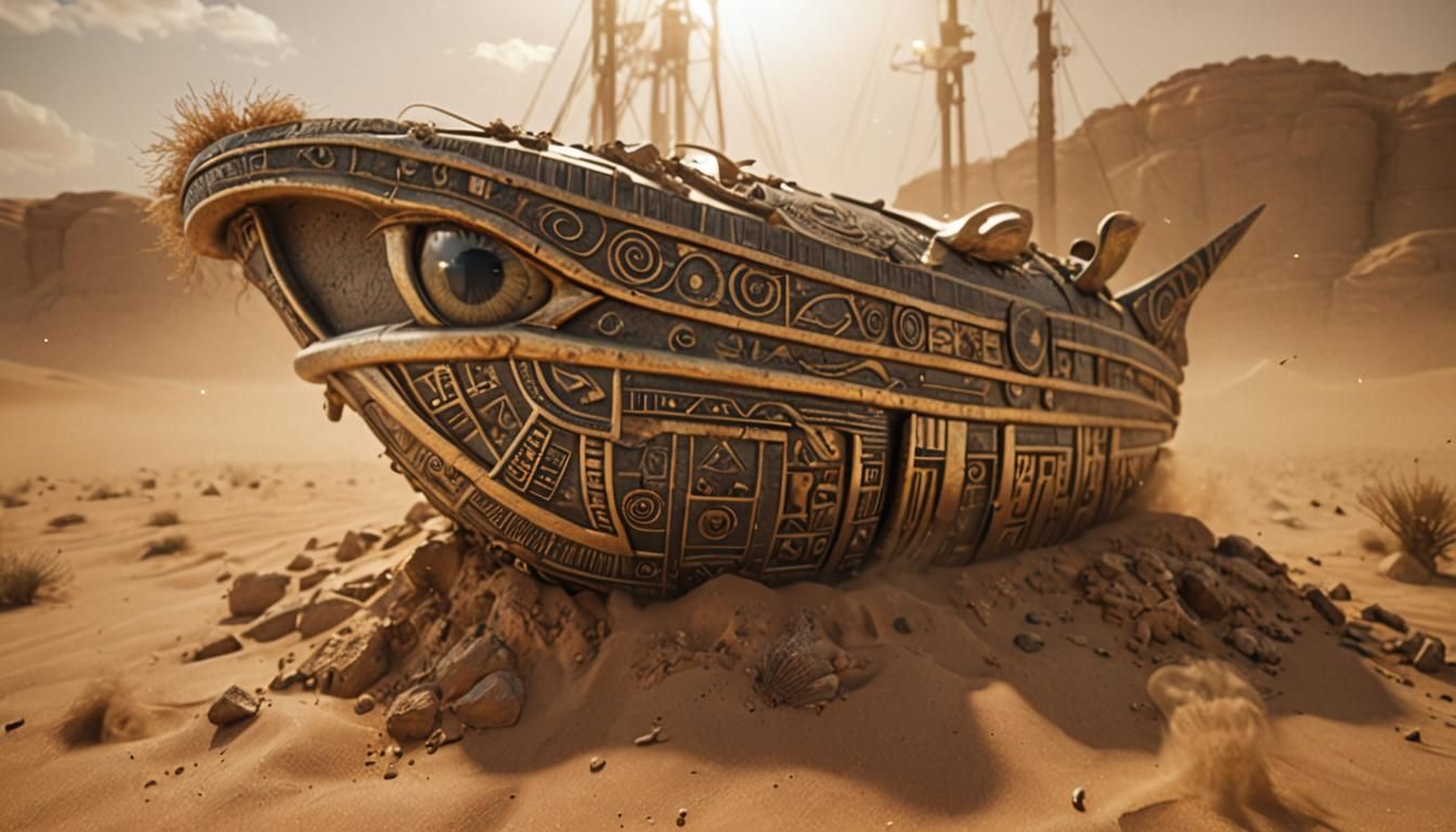 Eye of Horus in Sandstorm: Hyperrealistic Digital Art
