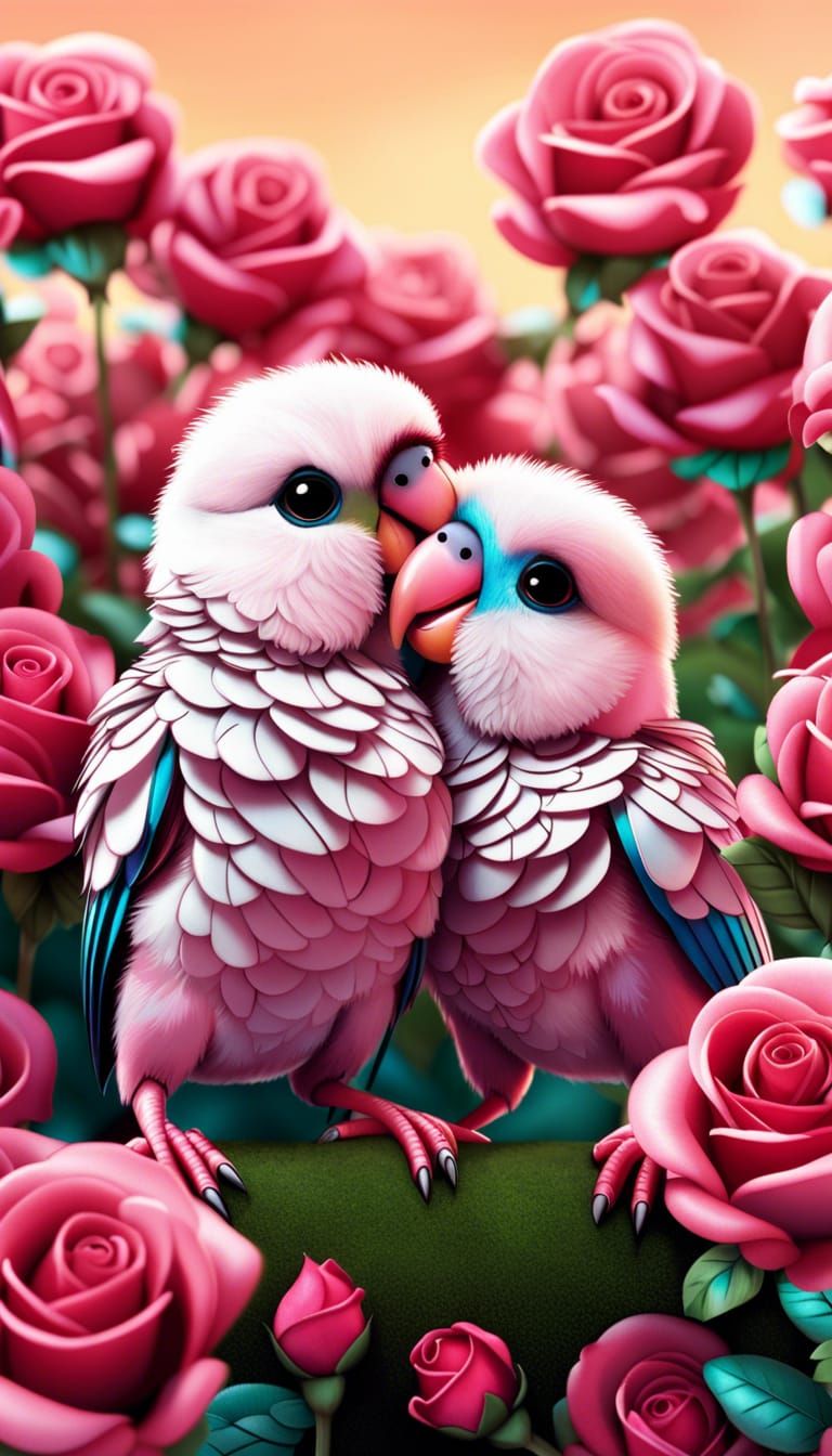 Cyberpunk Lovebirds in Hyperrealistic Style