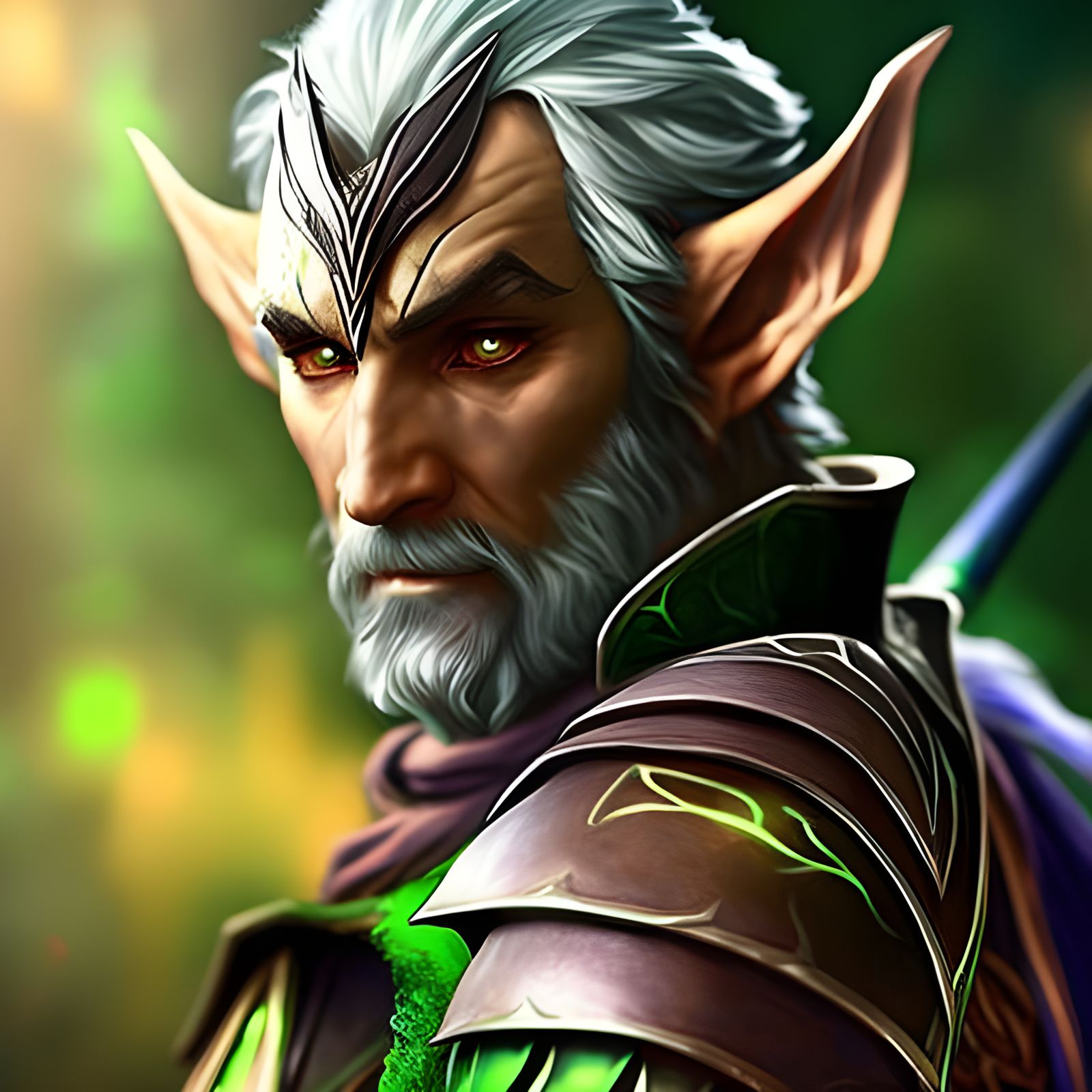 Fantasy Elder Elf Druid in Realistic Lighting