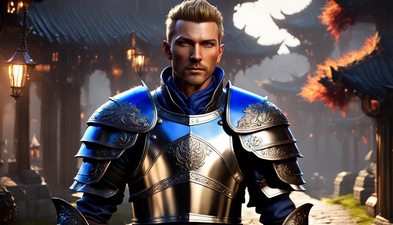 Epic Swordsman with Dragon Eyes, 3D Rendered