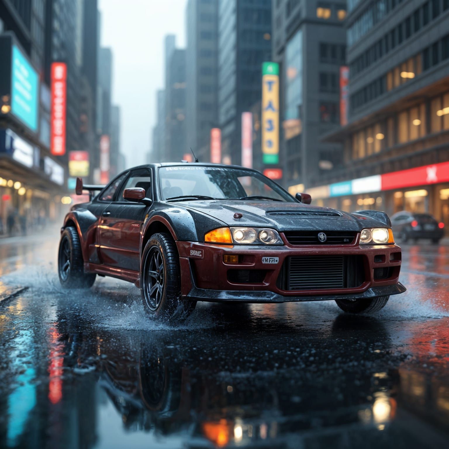 Rally Car Diorama: 3D Render in Cityscape