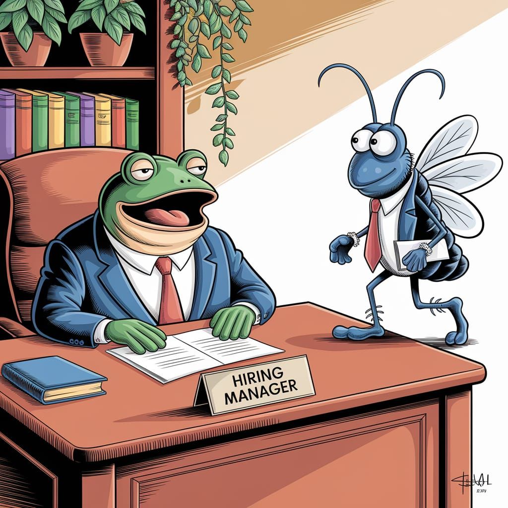 Anthropomorphic Frog Hiring Manager: New Yorker Cartoon