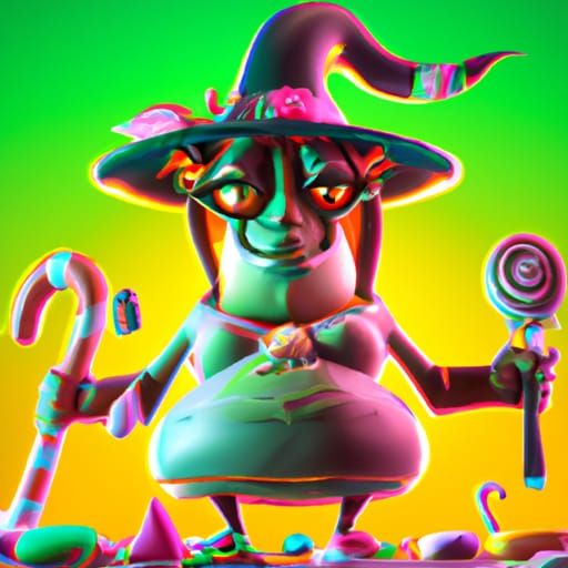 Candy Witch in 3D Digital Art Style