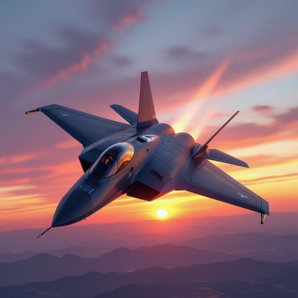 Stealth Jet Performs Cobra Maneuver at Sunset