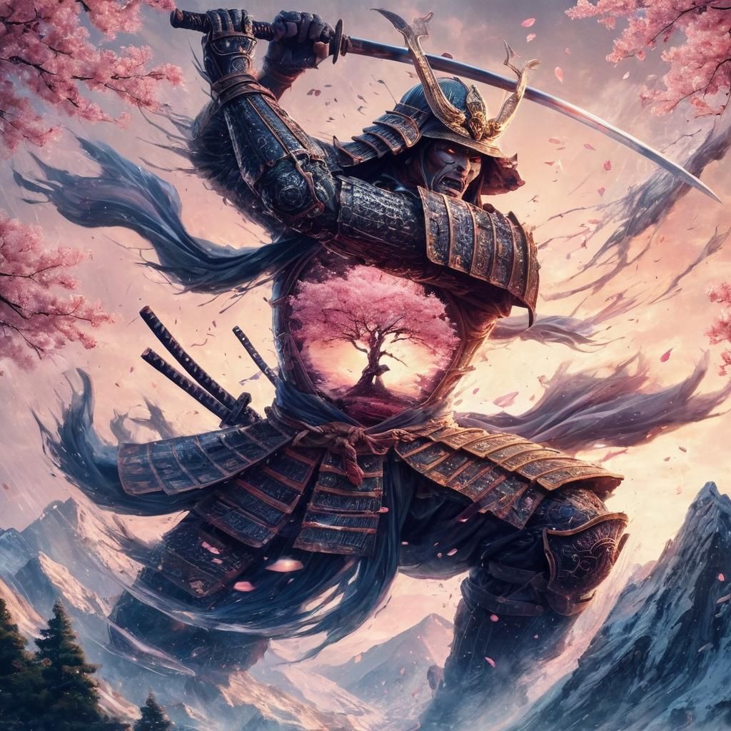 Majestic towering Samurai, battle ready