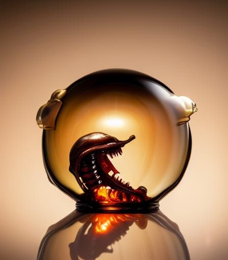 Xenomorph Fossil in Amber: Hyperrealistic Close-Up