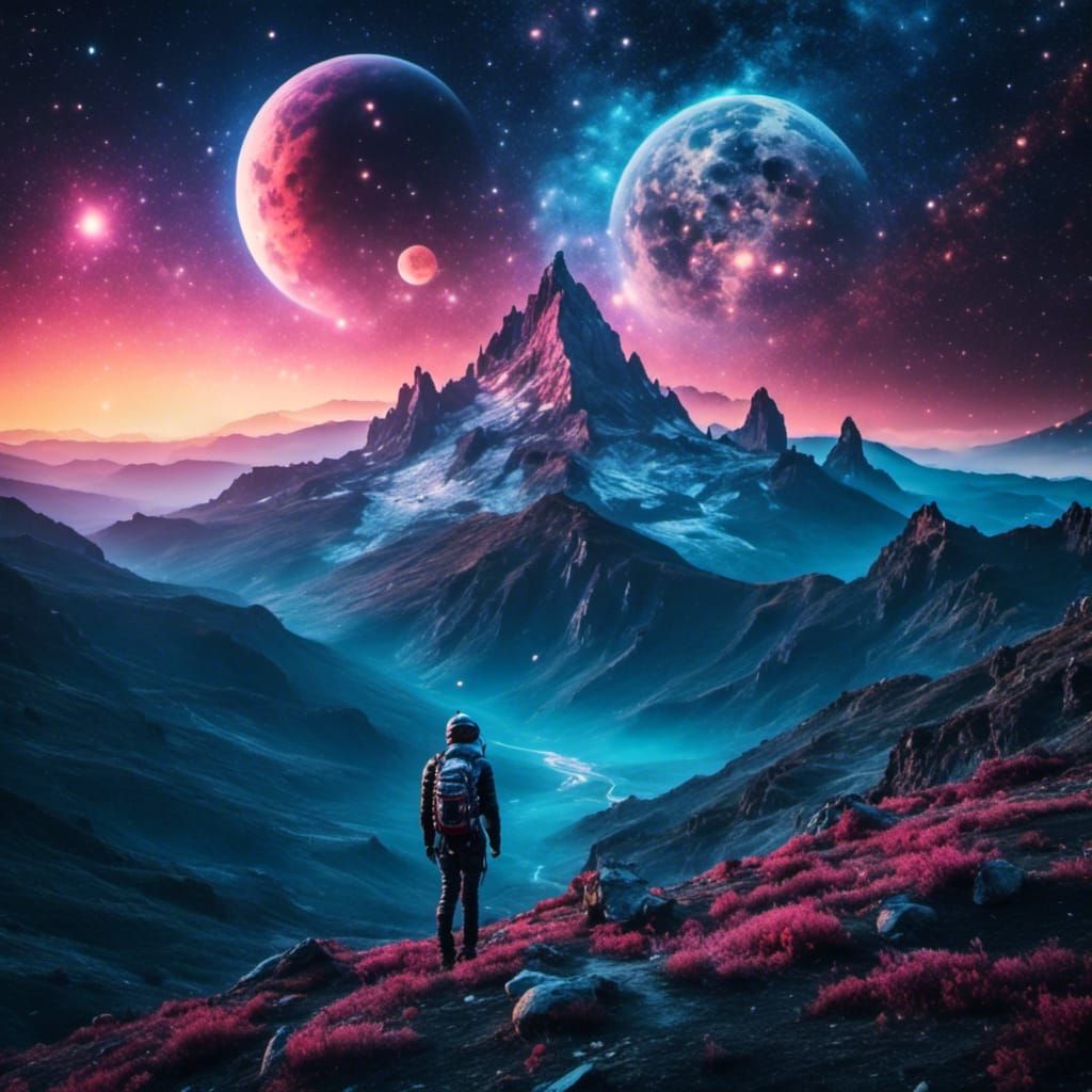 Quantum Space Explorer in Maximalist Digital Art