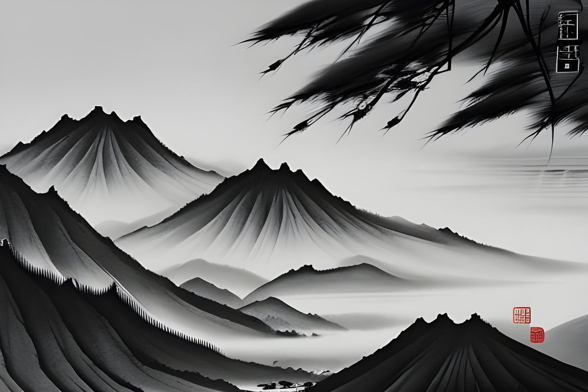 Majestic Mountain River in Shui Mo Hua Style