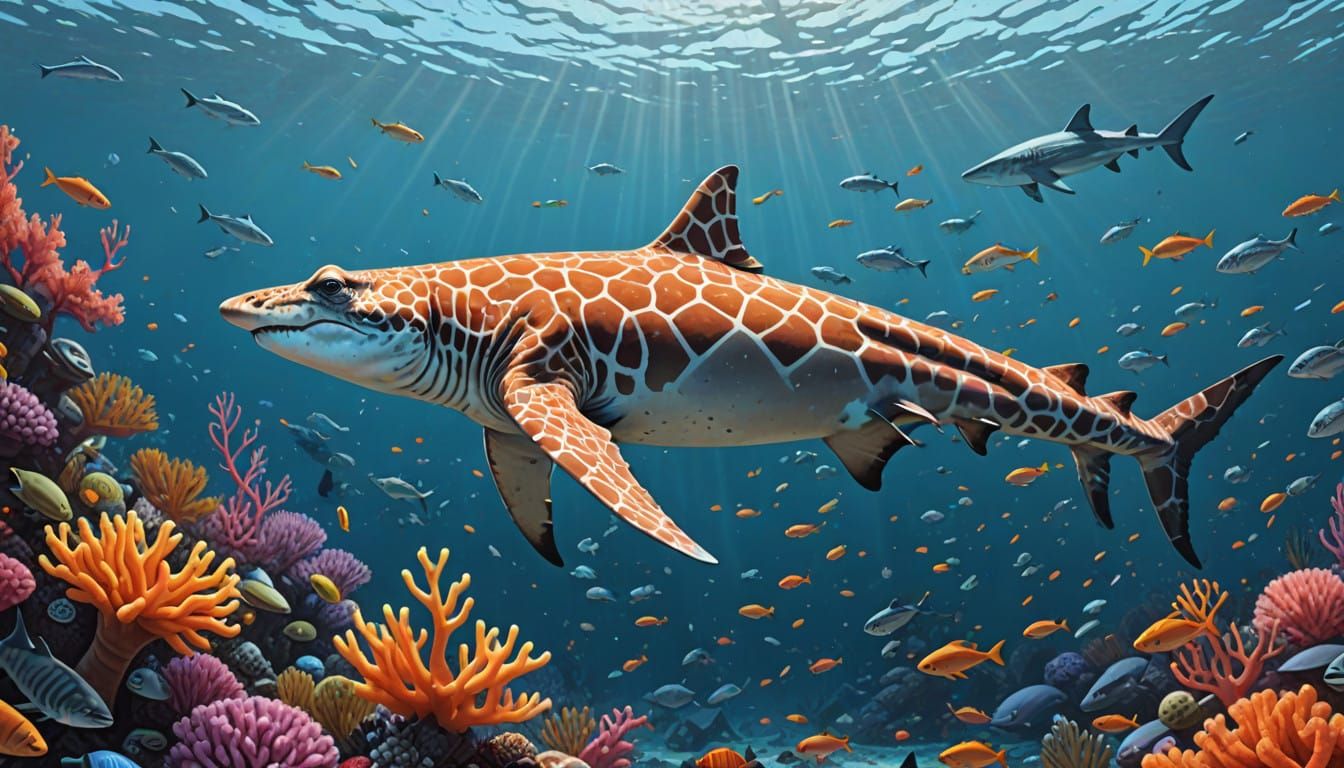 Majestic Hybrid Shark in Vibrant Coral Reef