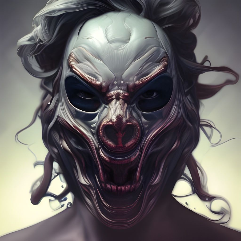 Hyperdetailed Scream Mask Portrait in Triadic Colors