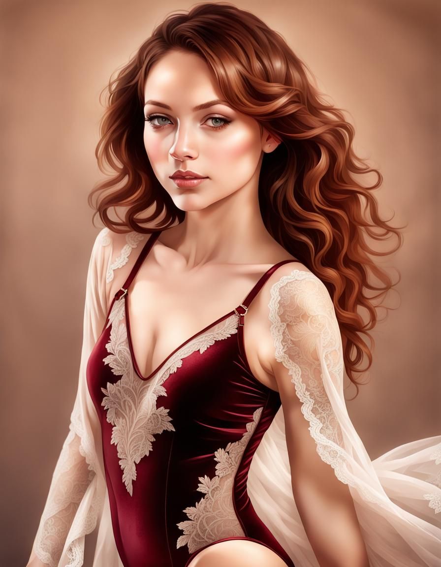 Elegant Woman in Velvet Leotard Portrait