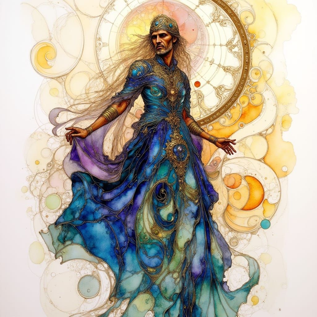 Mystic Druid Sketch in Vibrant Summer Colors